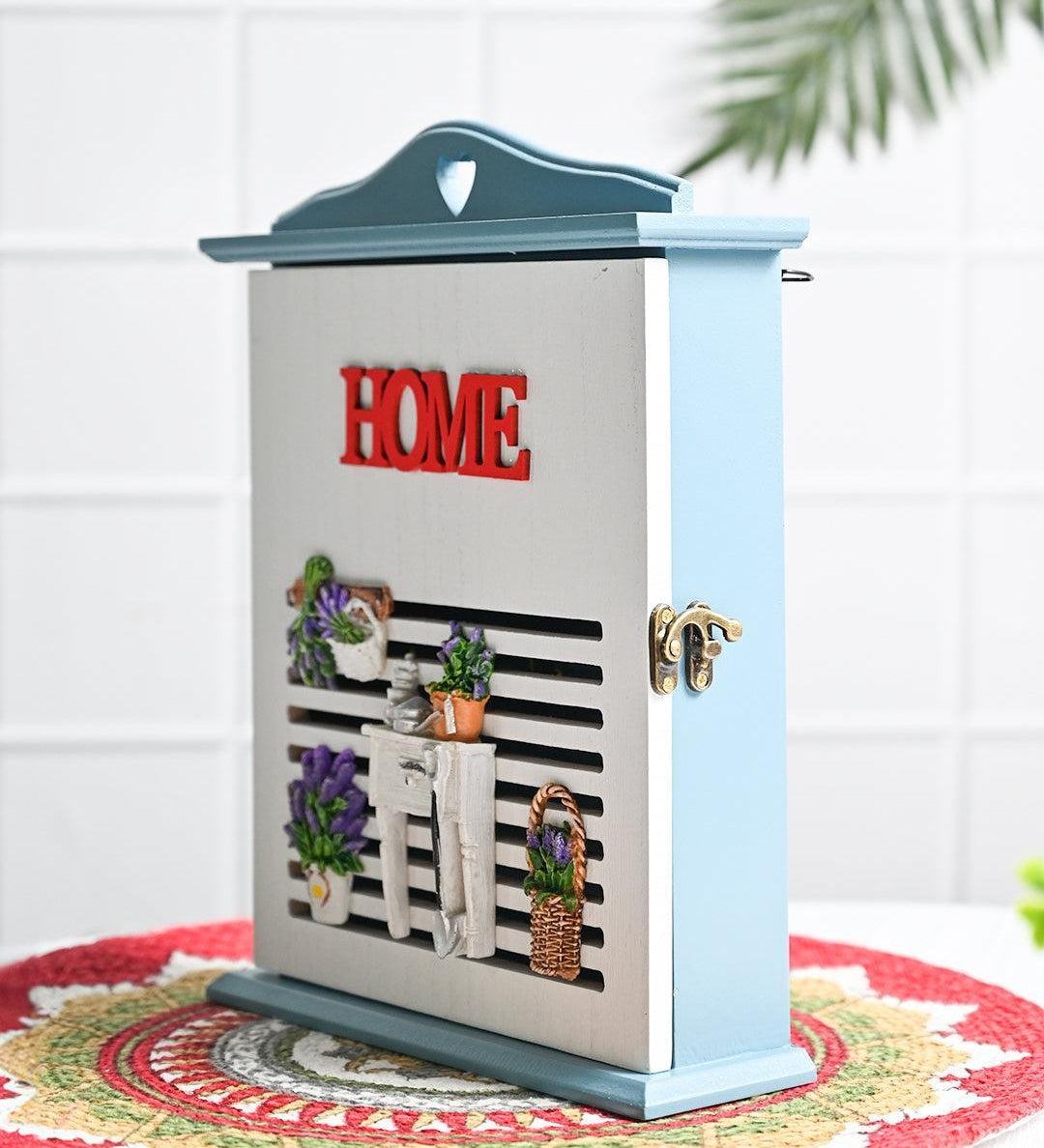 White Wood HOME Key Organizer Box - MARKET99