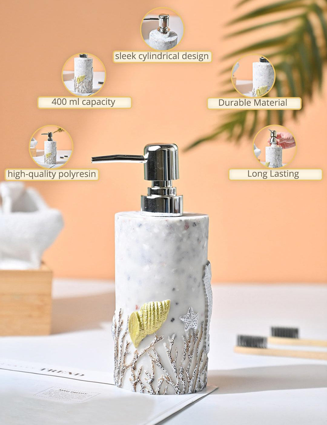 VON CASA Off White Soap Dispenser - 400Ml - MARKET99