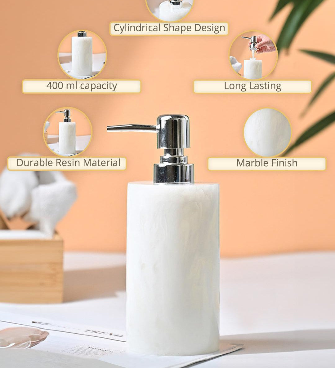 VON CASA White Soap Dispenser - 400Ml - MARKET99