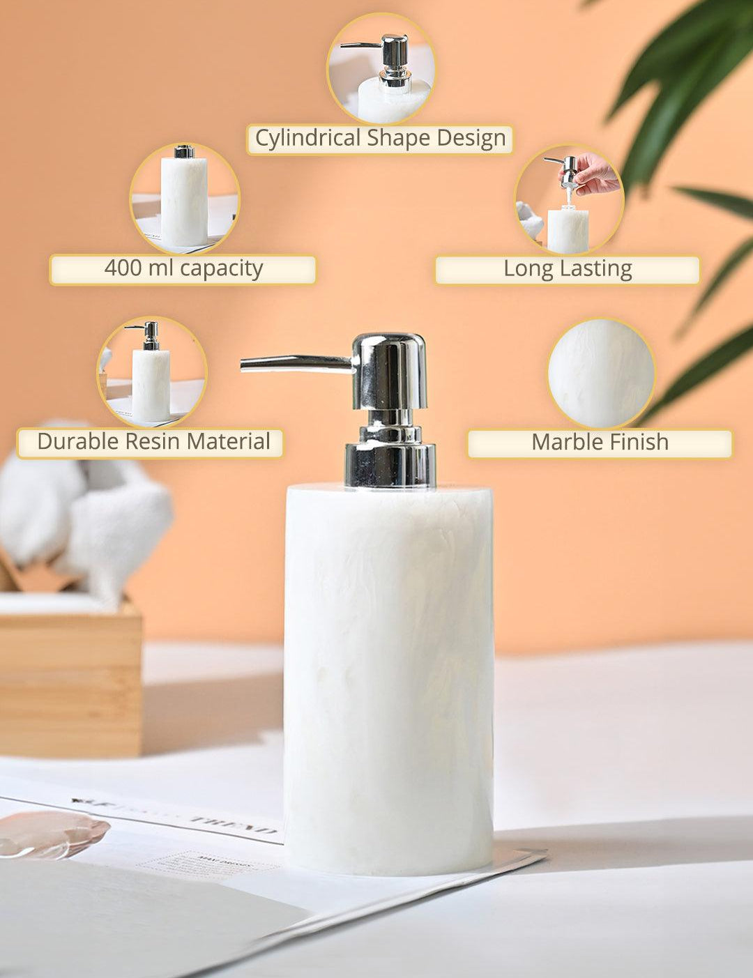 VON CASA White Soap Dispenser - 400Ml - MARKET99