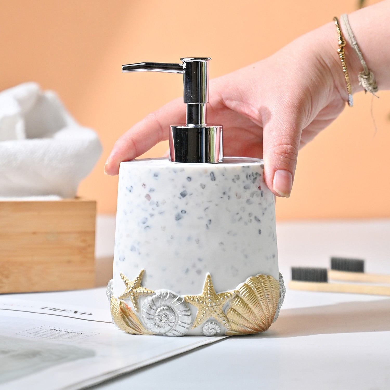 VON CASA Off White Soap Dispenser - 320Ml