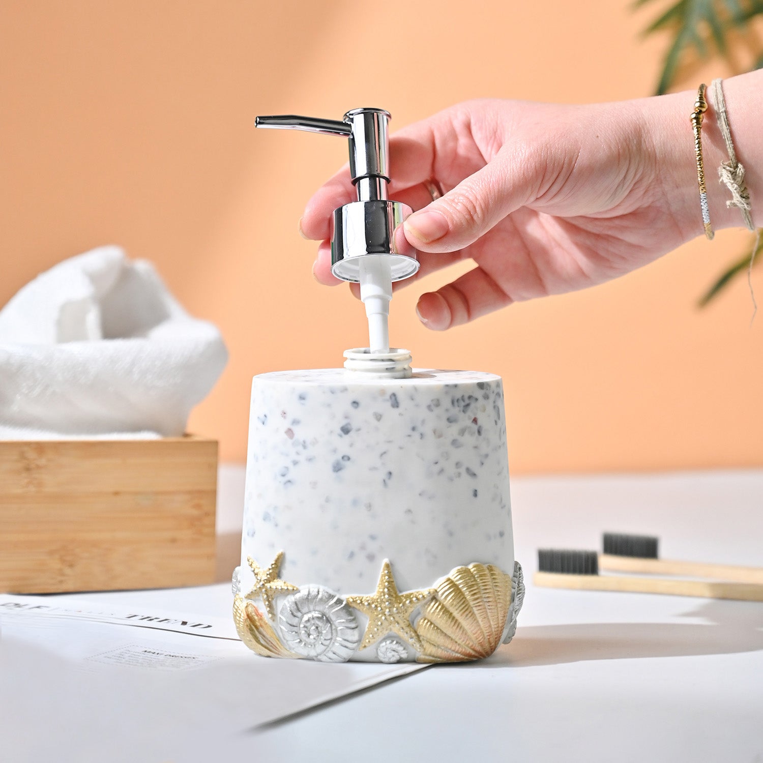 VON CASA Off White Soap Dispenser - 320Ml