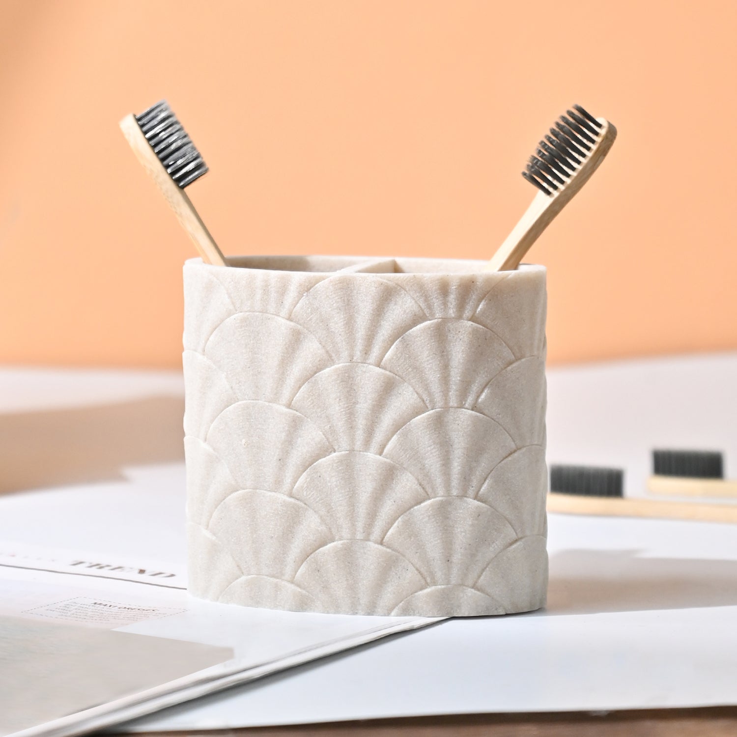 VON CASA Beige Toothbrush Holder - 400Ml