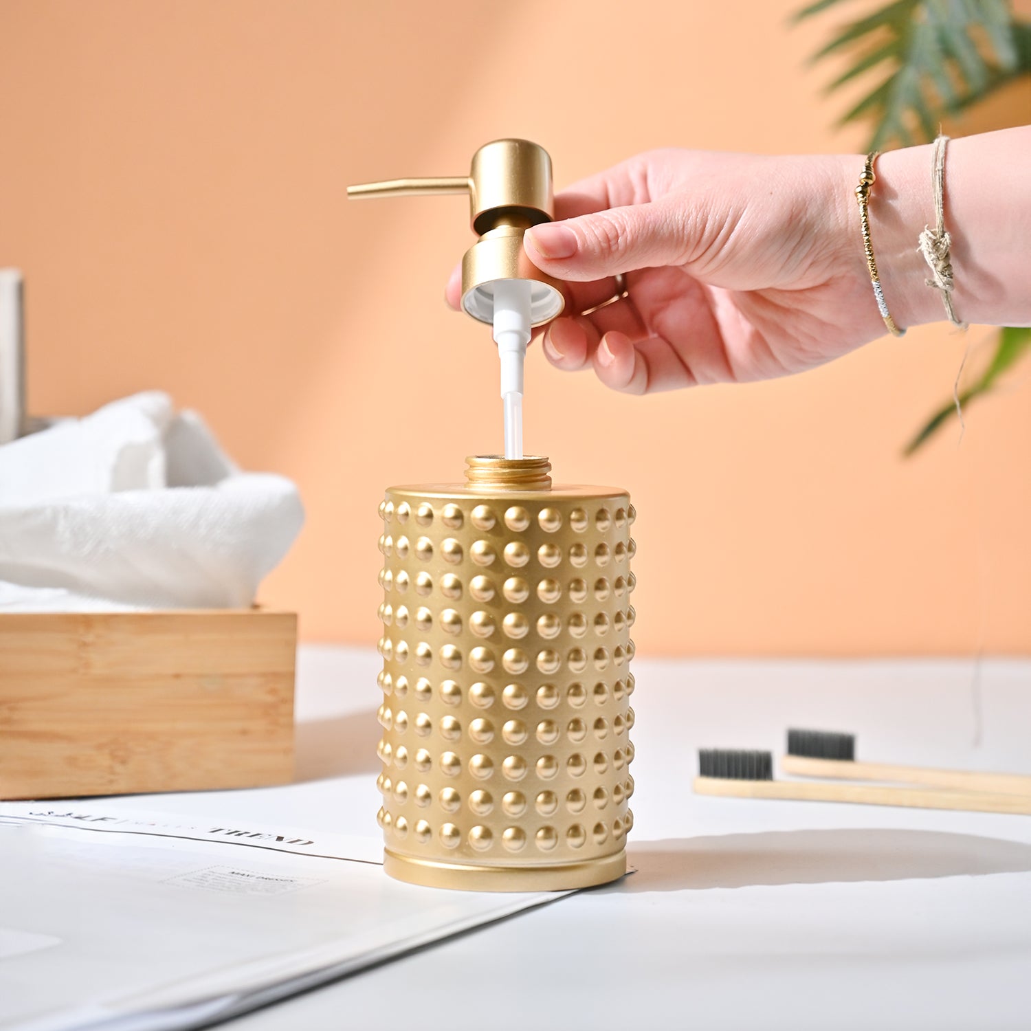 VON CASA Golden Soap Dispenser - 420Ml
