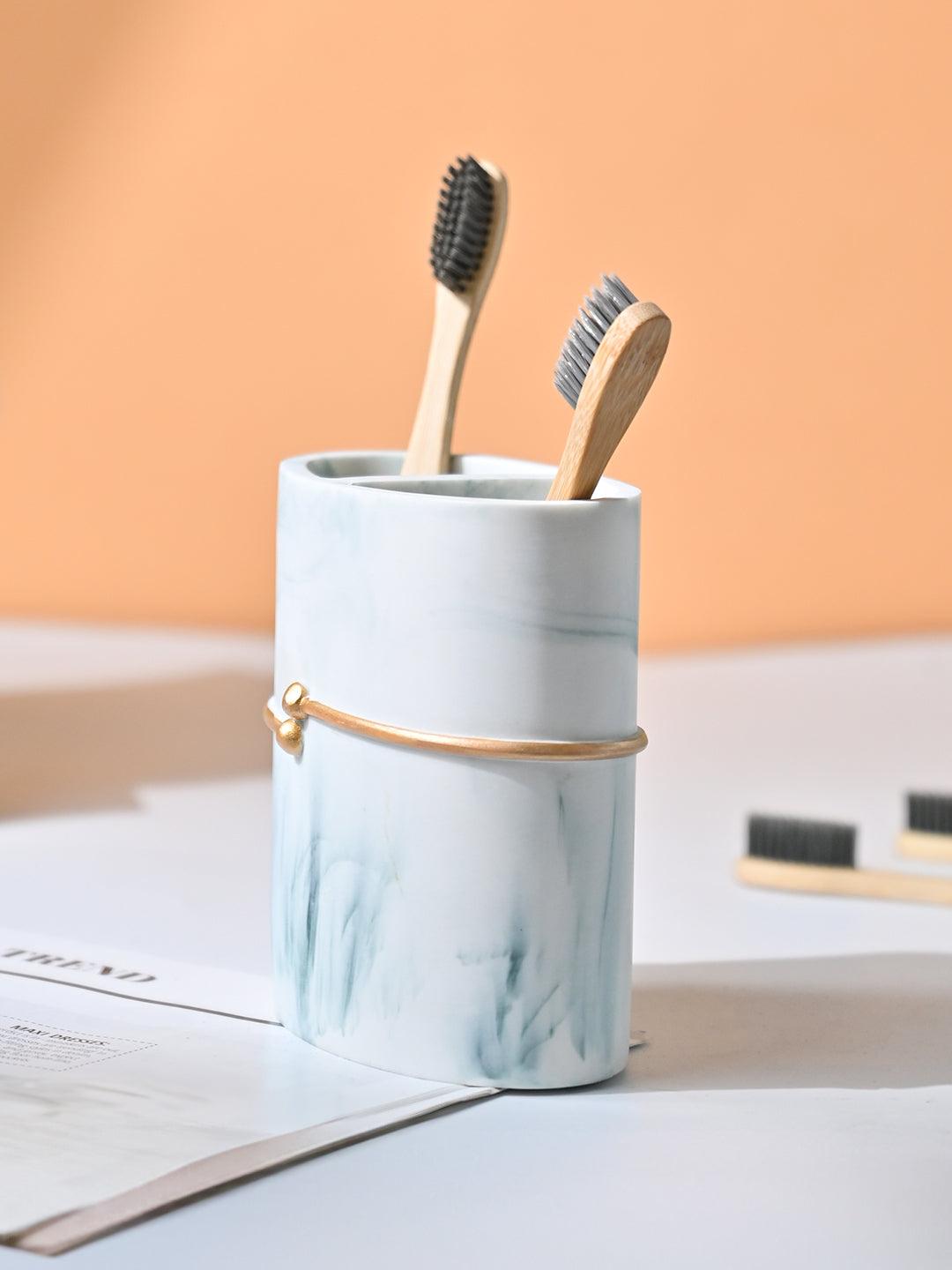 VON CASA White & Green Toothbrush Holder - 350Ml - MARKET99