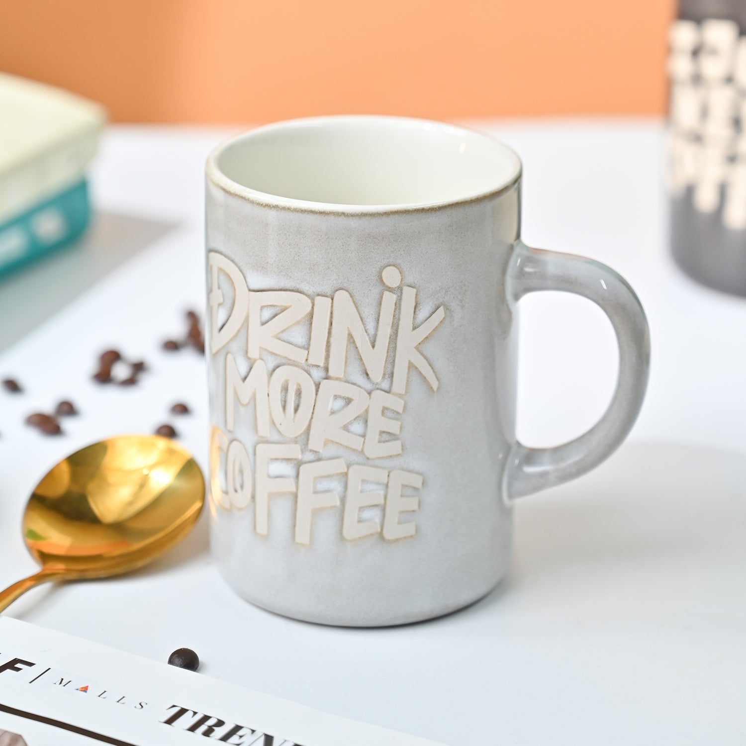 VON CASA Light Blue Mug (Drink More Coffee) - 420Ml