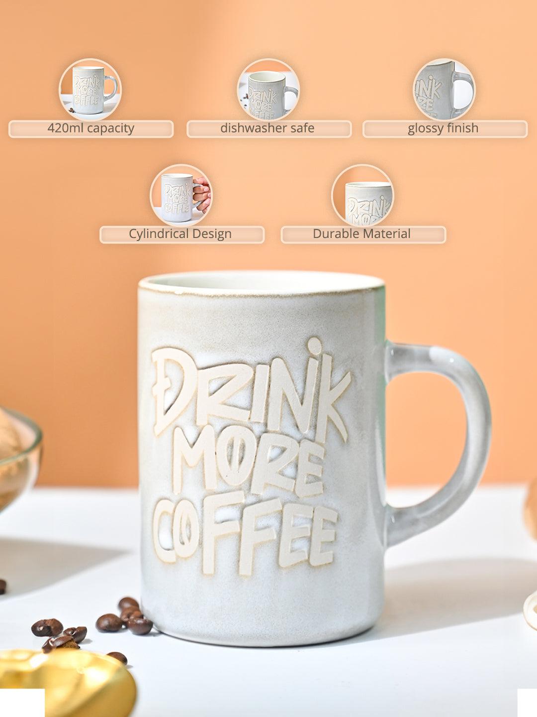 VON CASA Light Blue Mug (Drink More Coffee) - 420Ml - MARKET99