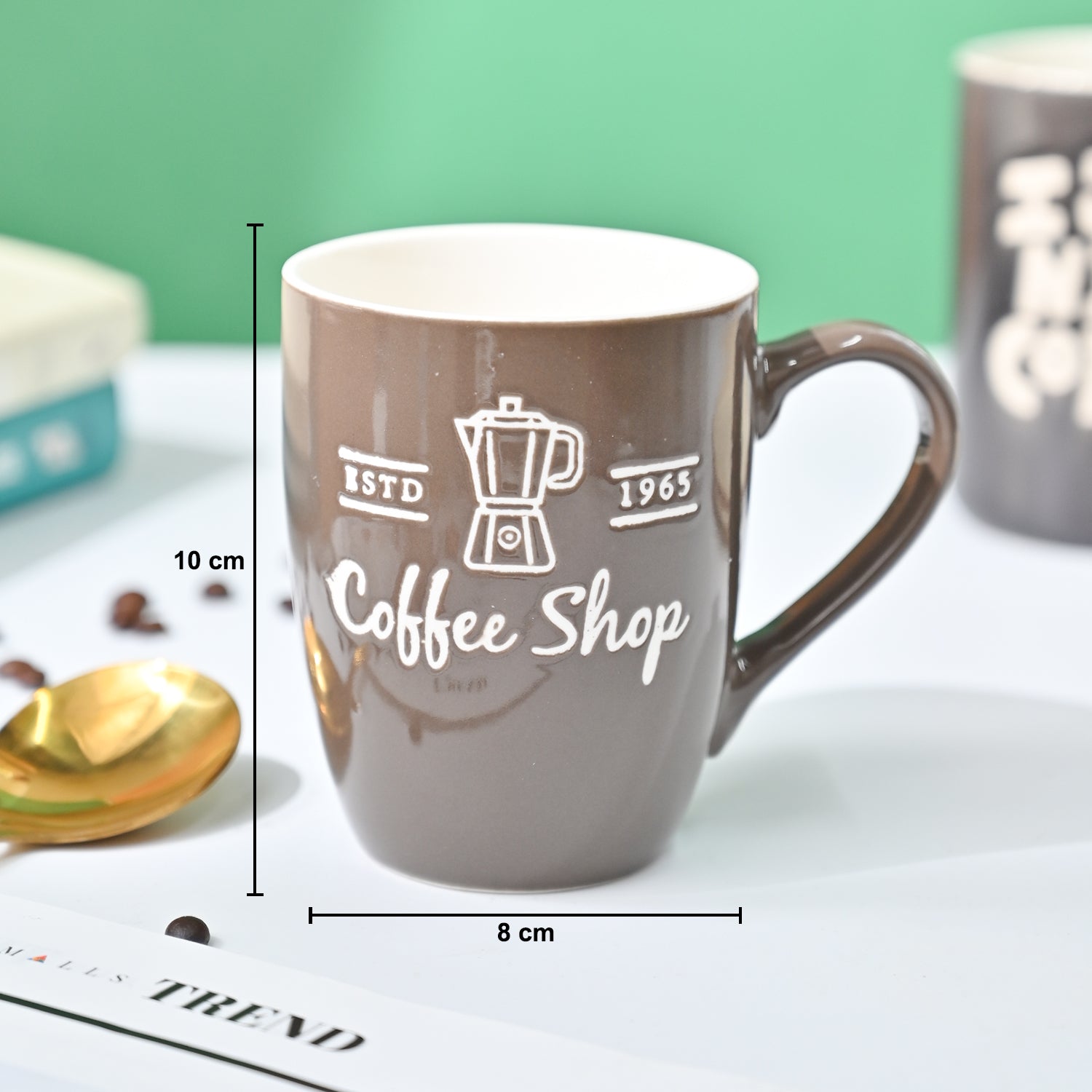VON CASA Brown Mug (Coffee Shop) - 340Ml