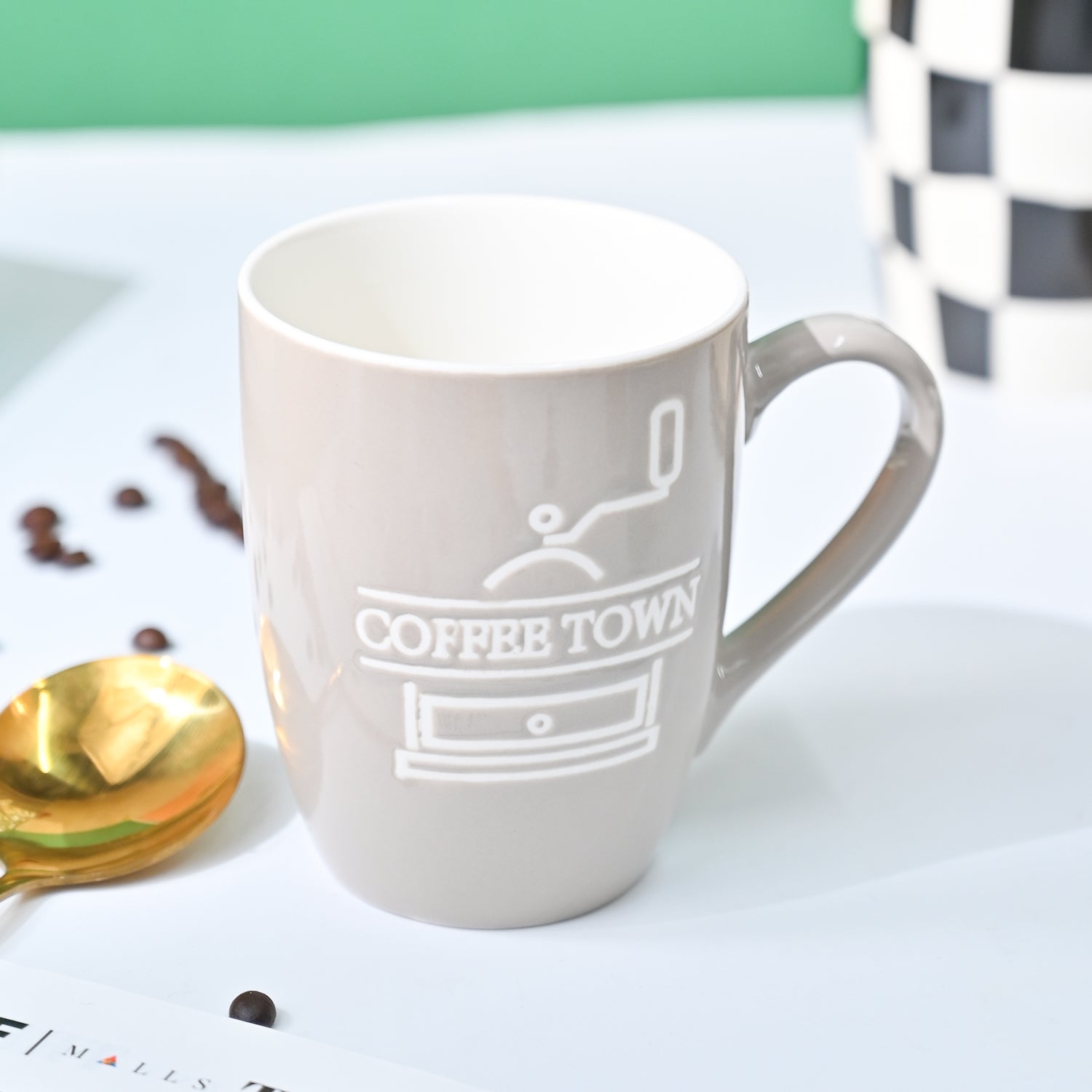 VON CASA Cream Mug (Coffee Town) - 340Ml