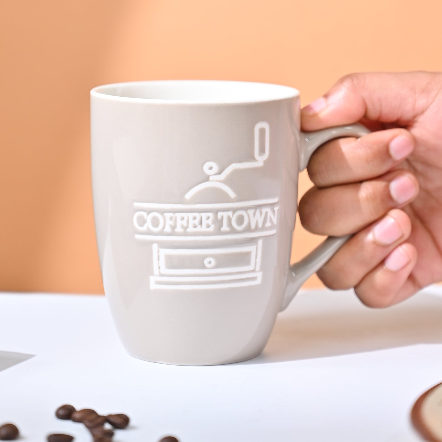 VON CASA Cream Mug (Coffee Town) - 340Ml
