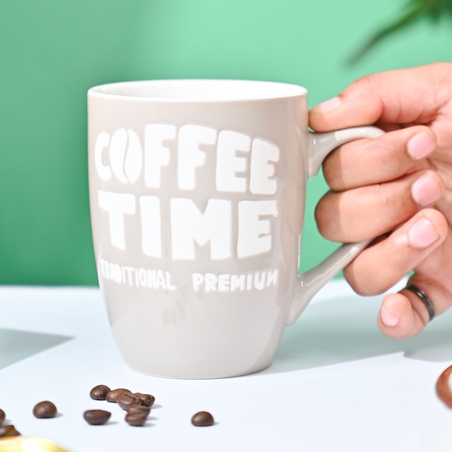 VON CASA Cream Mug (Coffee Time) - 340Ml