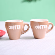 VON CASA Light Brown Coffee Mug - Set Of 2, 90Ml Each
