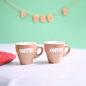 VON CASA Light Brown Coffee Mug - Set Of 2, 90Ml Each