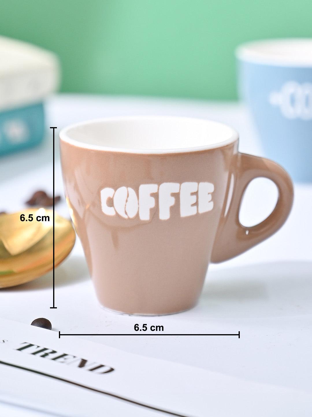 VON CASA Light Brown Coffee Mug - Set Of 2, 90Ml Each