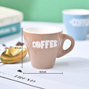 VON CASA Light Brown Coffee Mug - Set Of 2, 90Ml Each