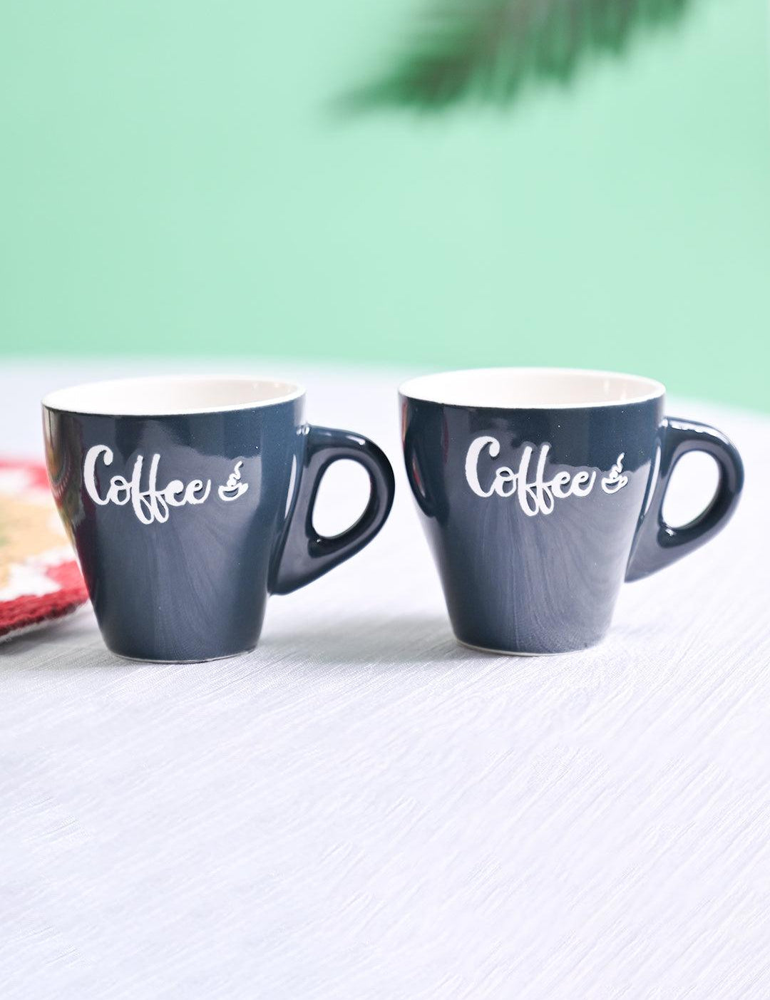 VON CASA Black Coffee Mug - Set Of 2, 90Ml Each - MARKET99