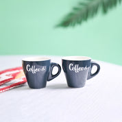 VON CASA Black Coffee Mug - Set Of 2, 90Ml Each