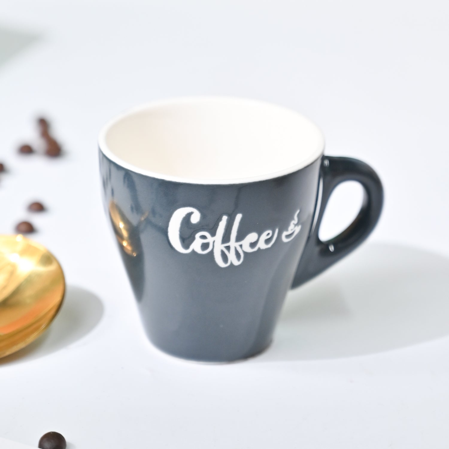 VON CASA Black Coffee Mug - Set Of 2, 90Ml Each