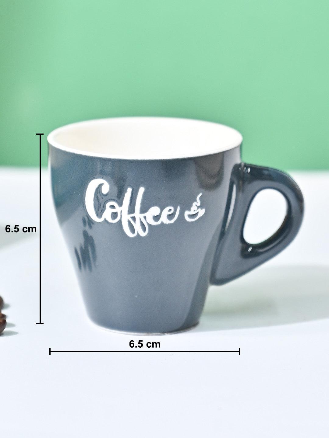 VON CASA Black Coffee Mug - Set Of 2, 90Ml Each