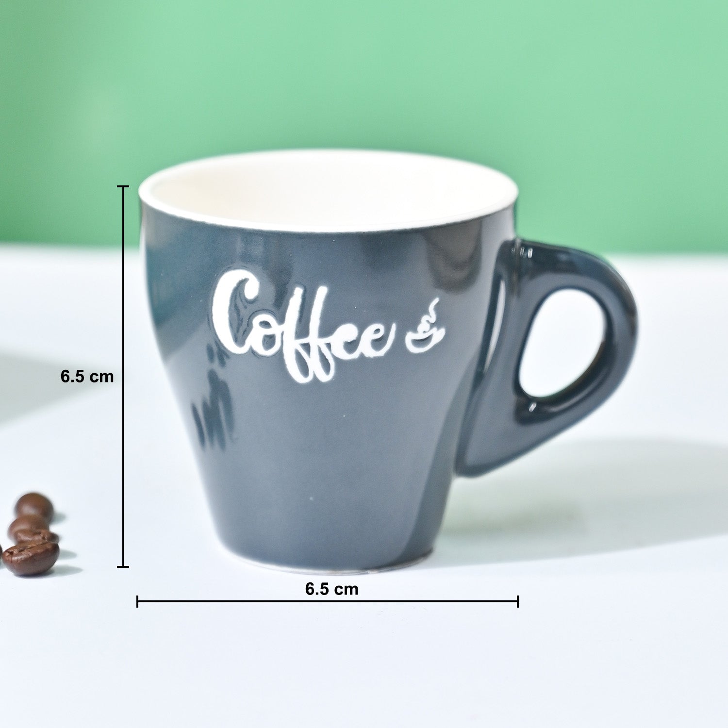 VON CASA Black Coffee Mug - Set Of 2, 90Ml Each