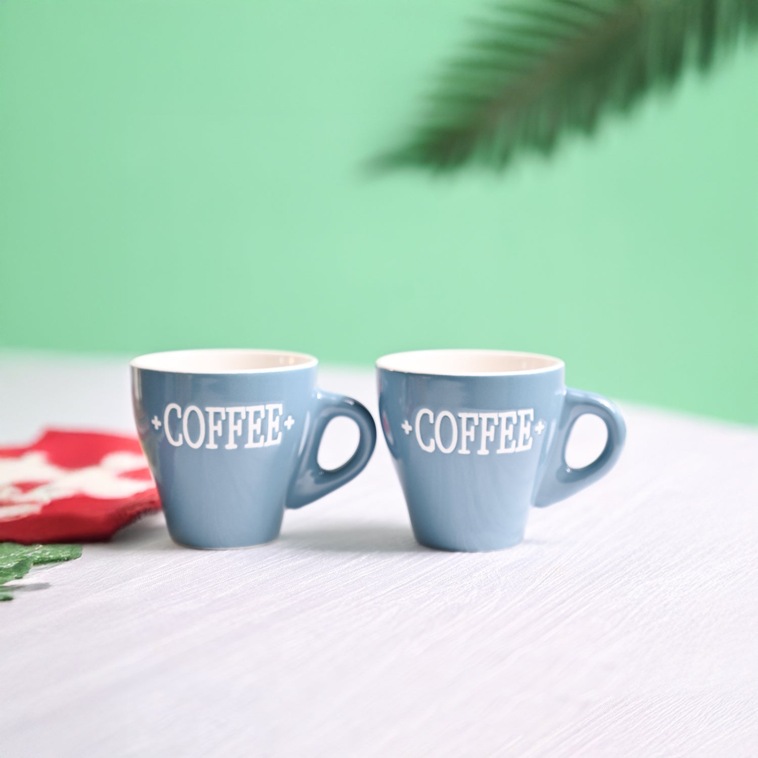 VON CASA Grey Coffee Mug - Set Of 2, 90Ml Each