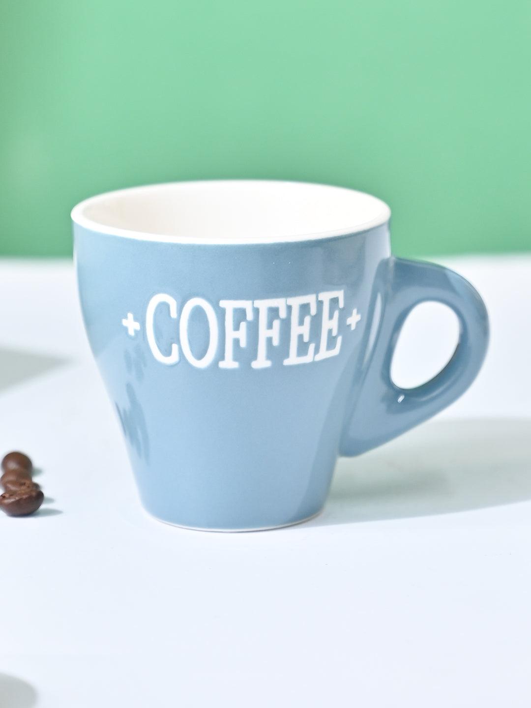 VON CASA Grey Coffee Mug - Set Of 2, 90Ml Each