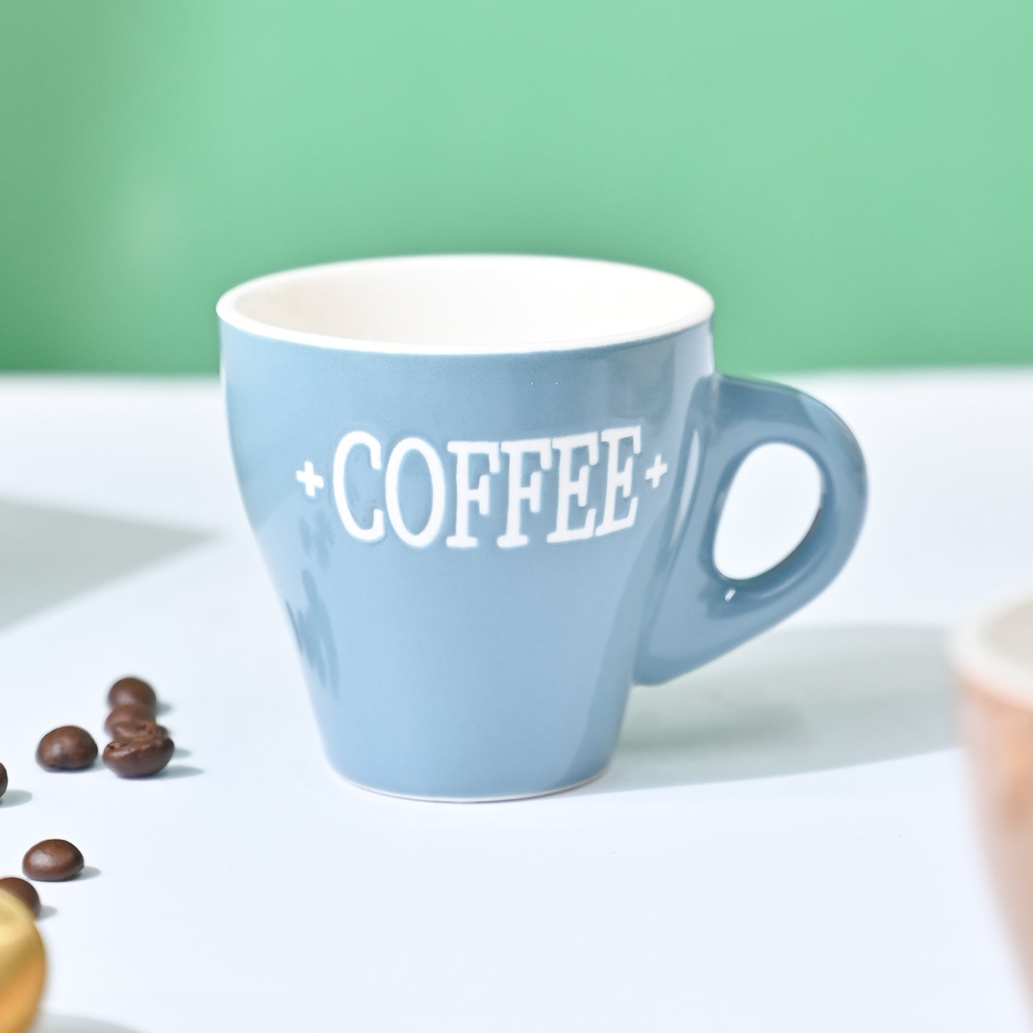 VON CASA Grey Coffee Mug - Set Of 2, 90Ml Each