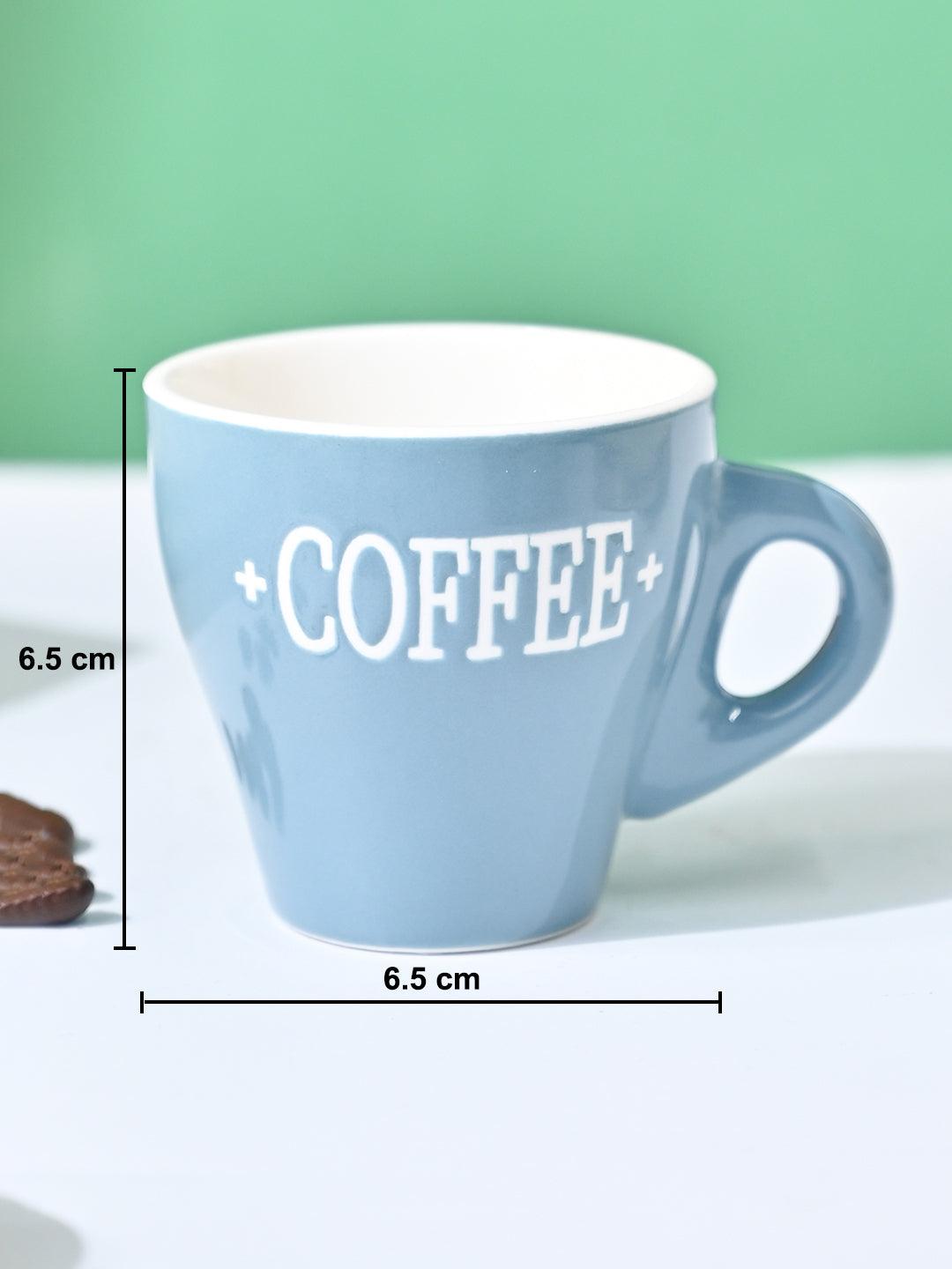 VON CASA Grey Coffee Mug - Set Of 2, 90Ml Each