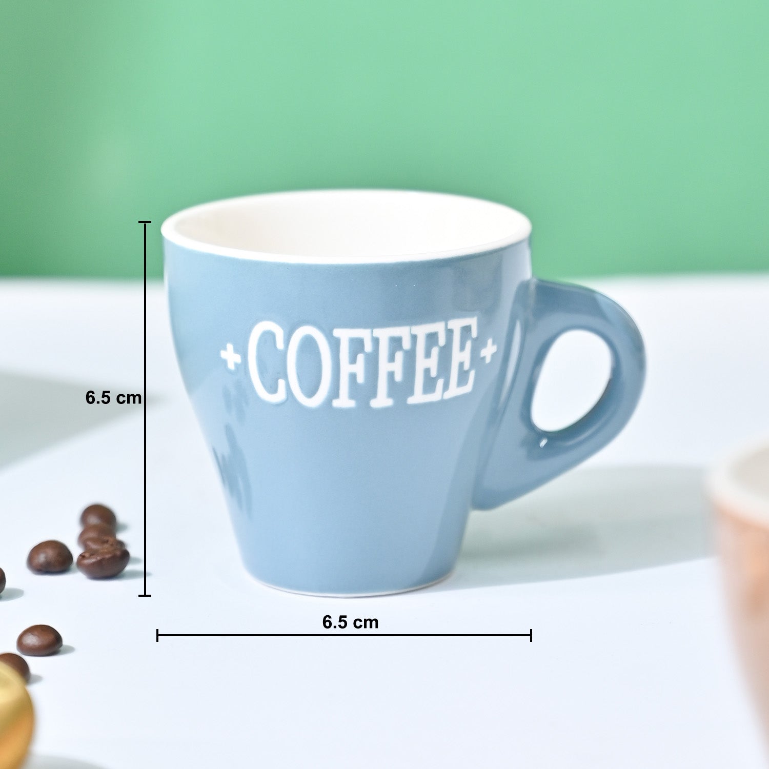 VON CASA Grey Coffee Mug - Set Of 2, 90Ml Each