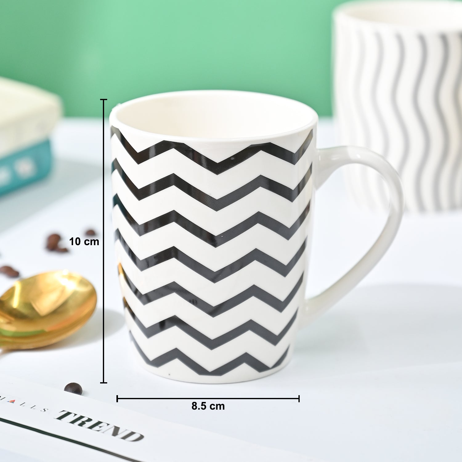 VON CASA Black & White Mug - 380Ml