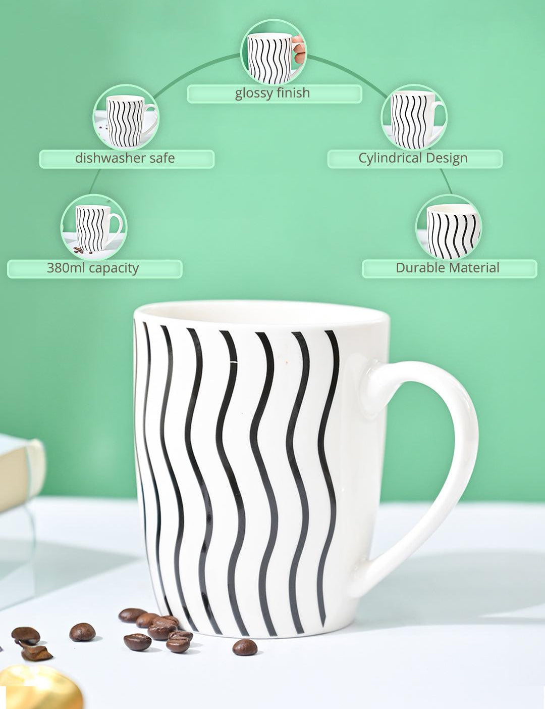 VON CASA Black & White Mug - 380Ml - MARKET99