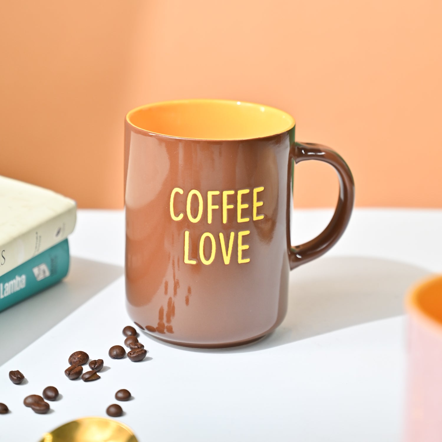 VON CASA Brown Mug (Coffee Love) - 420Ml