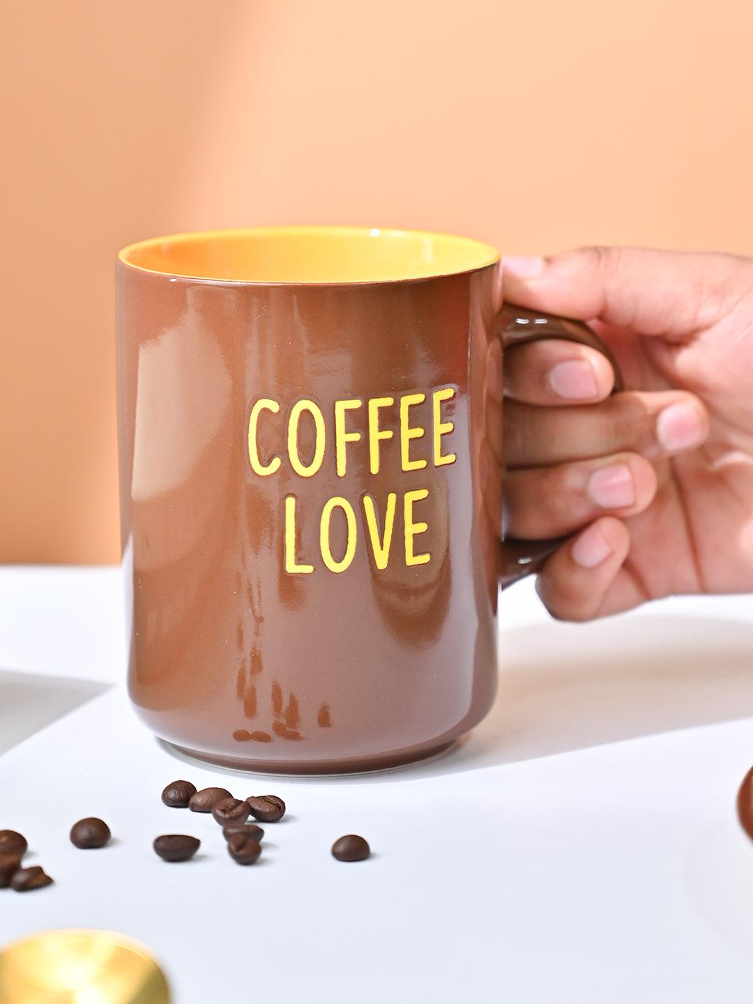 VON CASA Brown Mug (Coffee Love) - 420Ml