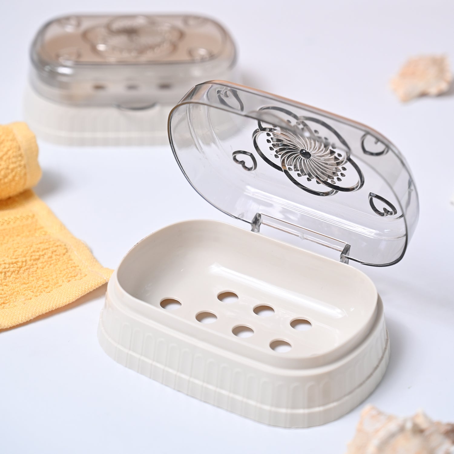 Market99 Plastic Grey & Off White Soap Dish Holders
