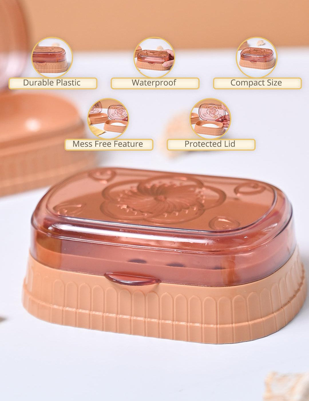 Market99 Plastic Peach & Beige Soap Dish Holders - MARKET99