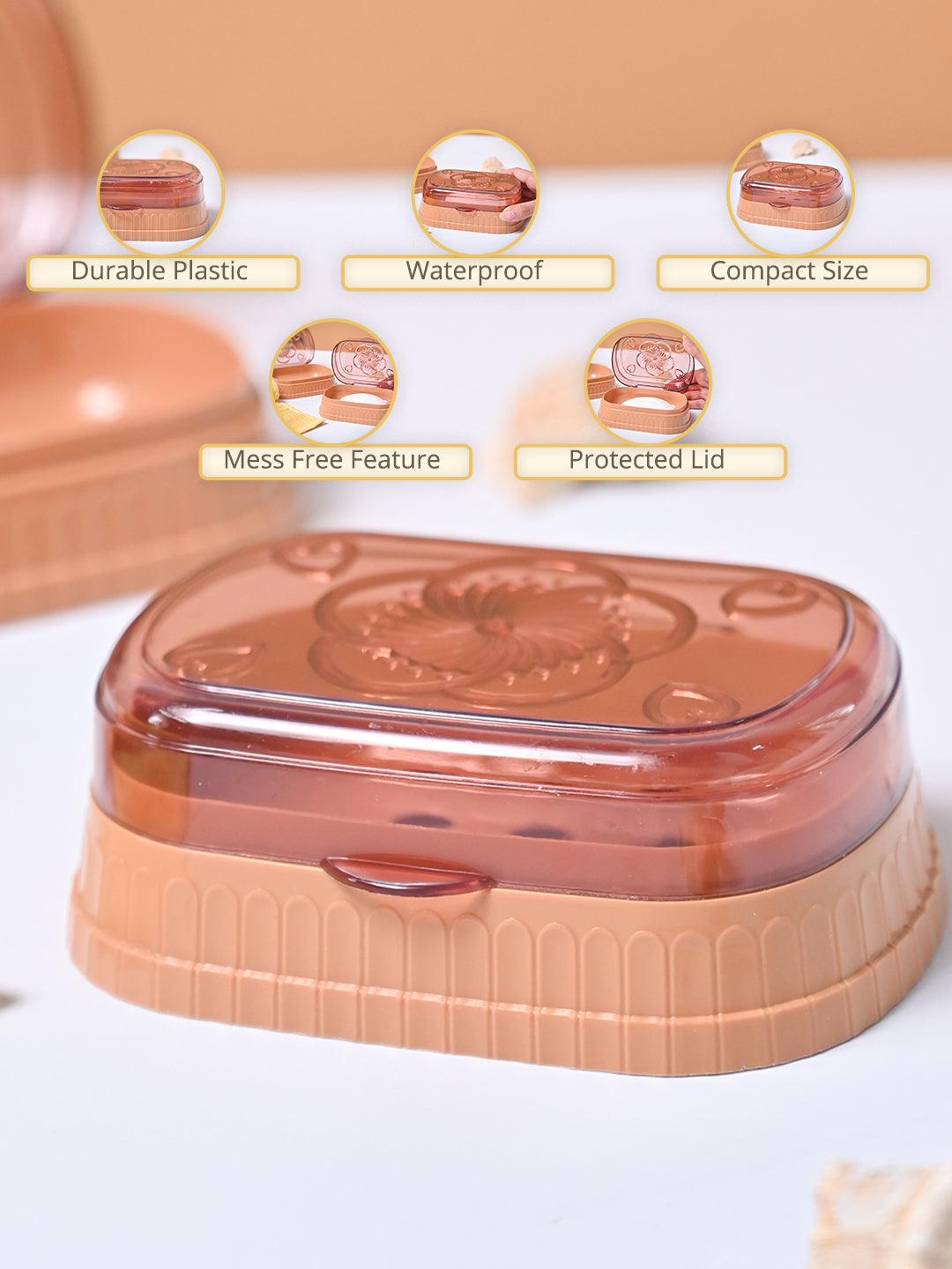 Market99 Plastic Peach & Beige Soap Dish Holders - MARKET99