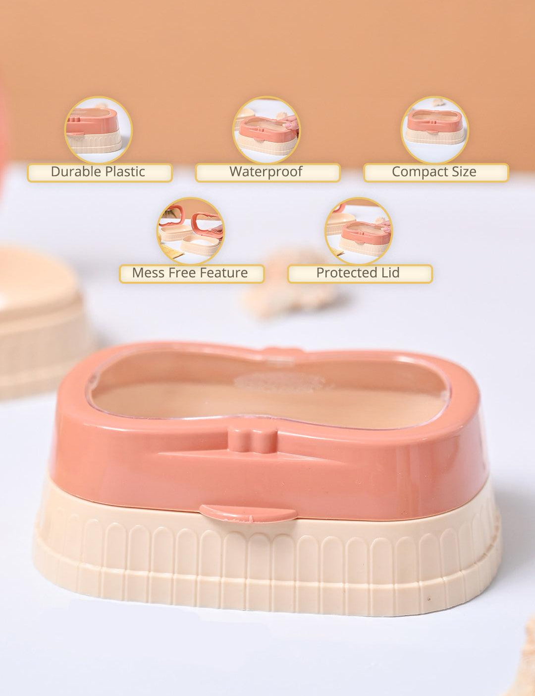 Market99 Plastic Peach & Beige Soap Dish - Set Of 2 - MARKET99