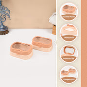 Market99 Plastic Peach & Beige Soap Dish - Set Of 2