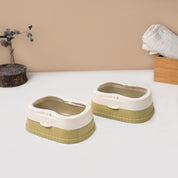 Market99 Plastic White & Yellow Soap Dish - Set Of 2