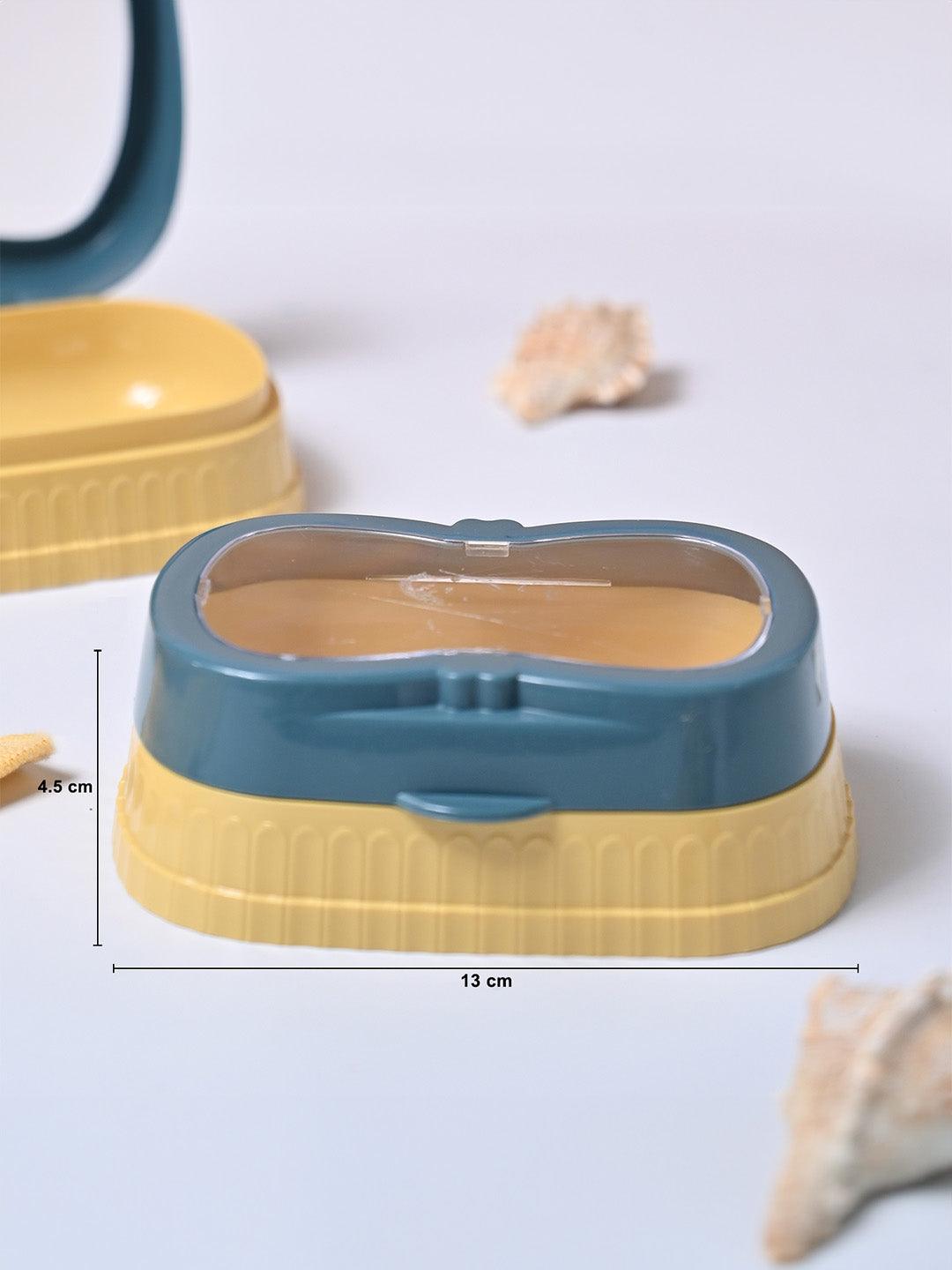 Market99 Plastic Blue & Yellow Soap Dish - Set Of 2