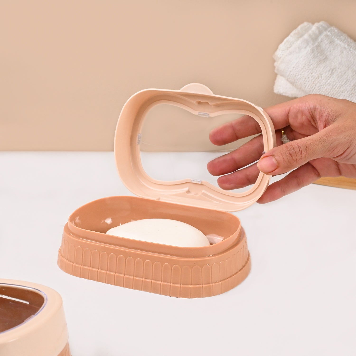 Market99 Plastic Peach & Pink Soap Dish - Set Of 2