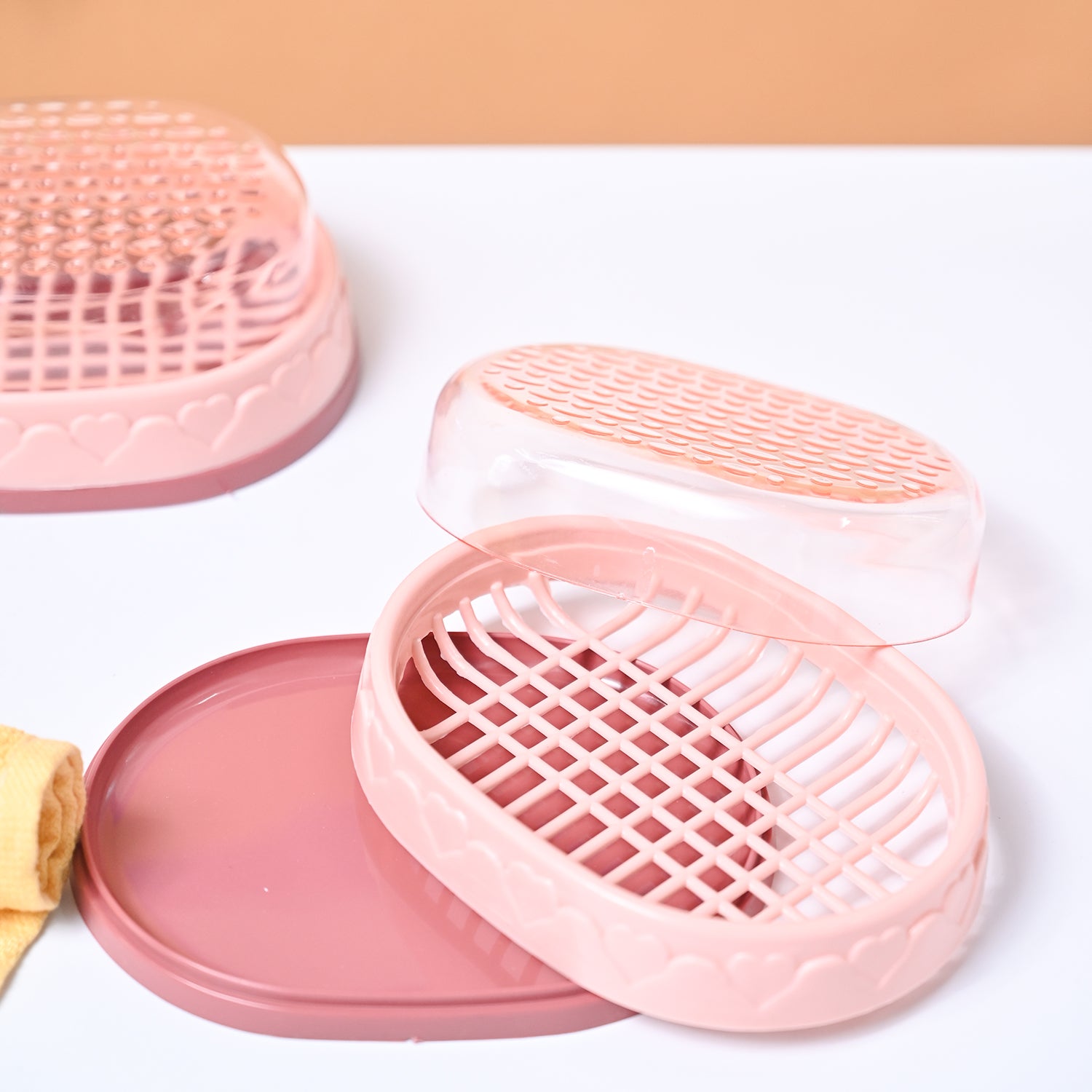 Market99 Plastic Peach Soap Dish - Set Of 2
