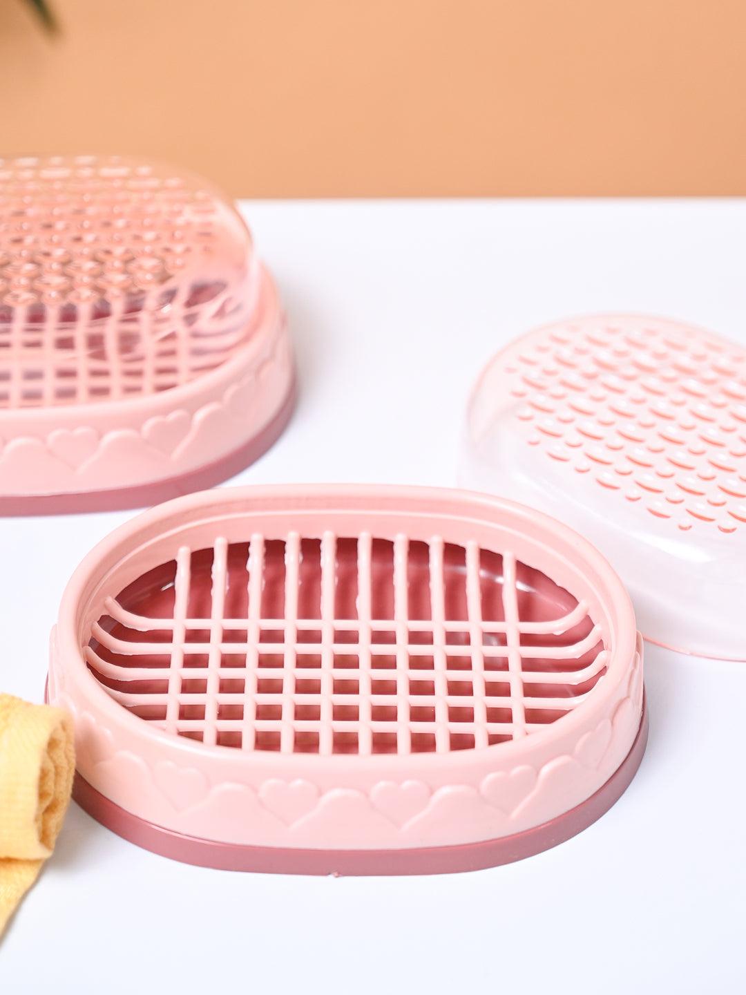 Market99 Plastic Peach Soap Dish - Set Of 2