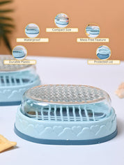 Market99 Plastic Sky Blue Soap Dish - Set Of 2 - MARKET99