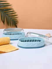 Market99 Plastic Sky Blue Soap Dish - Set Of 2 - MARKET99