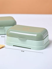 Market99 Plastic Off White & Green Soap Dish - Set Of 2 - MARKET99