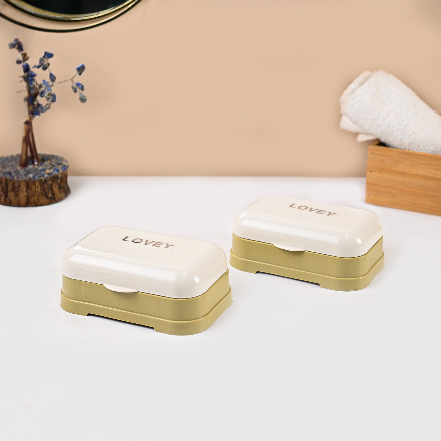 Market99 Plastic White & Yellow Soap Dish - Set Of 2