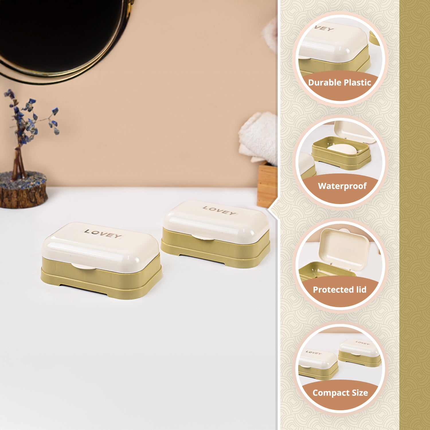 Market99 Plastic White & Yellow Soap Dish - Set Of 2