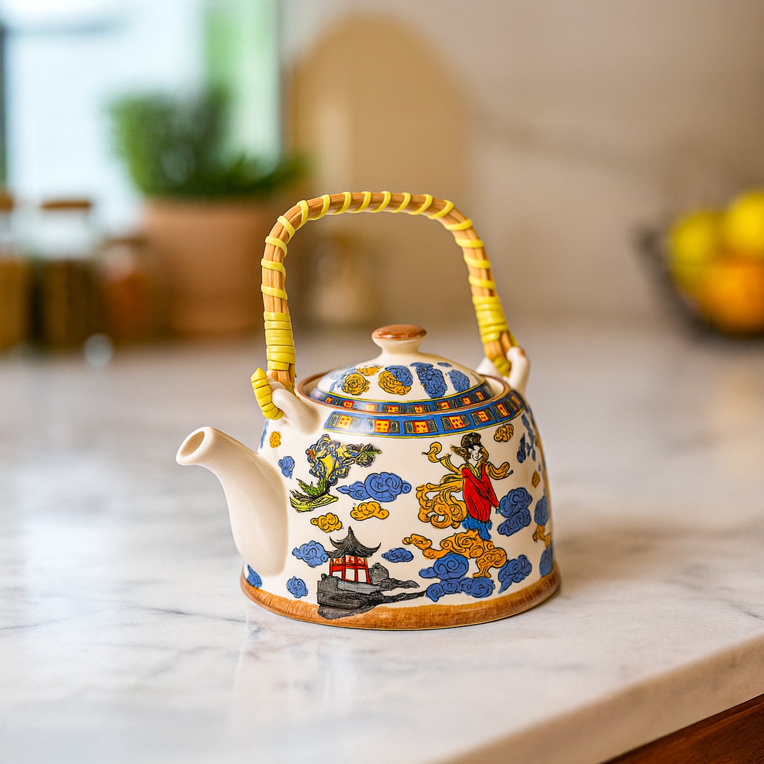 Market99 Ceramic Tea Pots - Chinese Print, 900ml