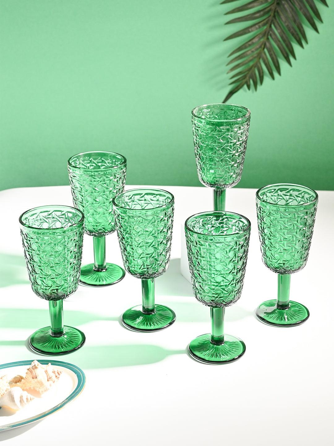 Market99 Green Stem Glass Set Of 6 -Each (300 Ml) - MARKET99